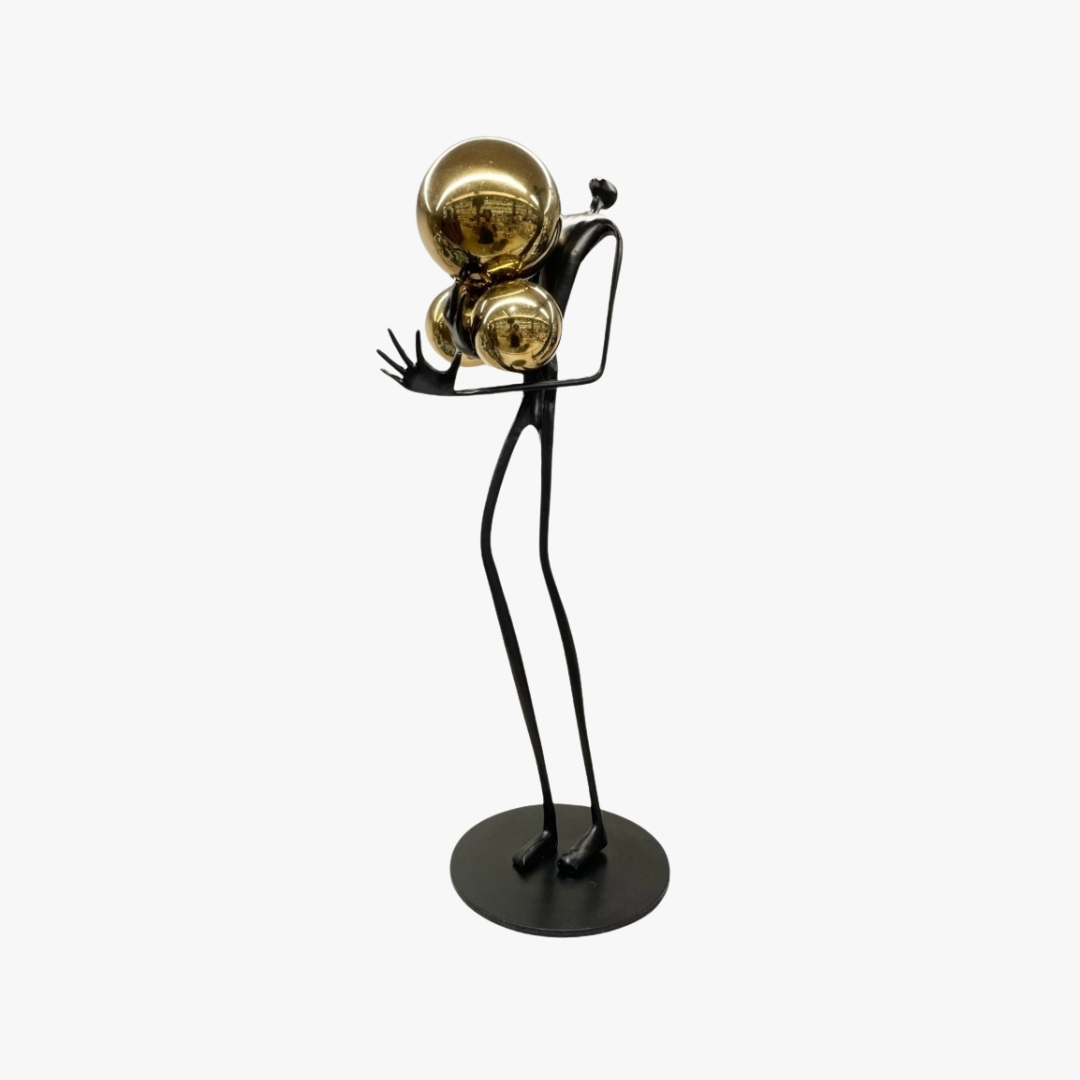 Elegant Metallic Sphere Juggler Sculpture