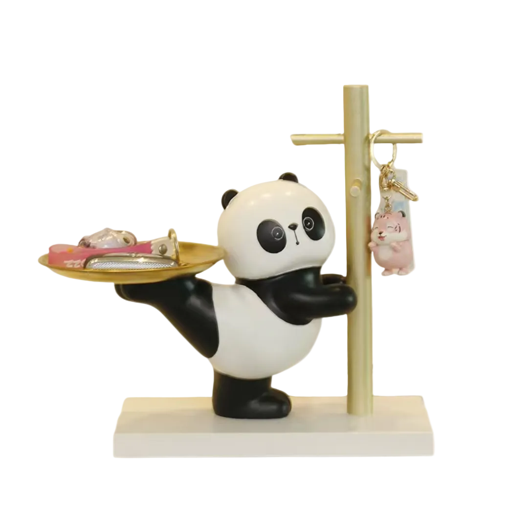 Elegant Hanging Panda With Tray & Key Post