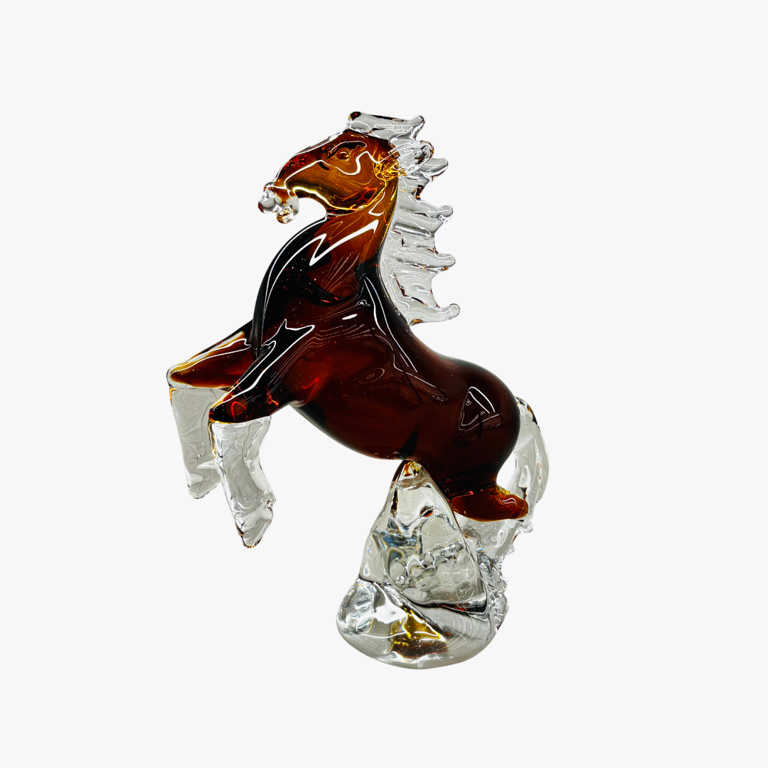 Elegant Glass Rearing Horse Figurine