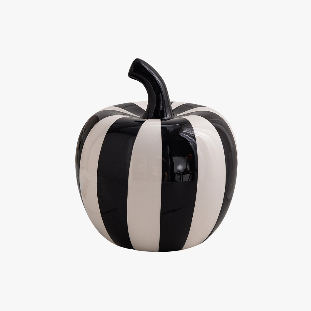 Monochrome Stripe Pumpkin Sculpture