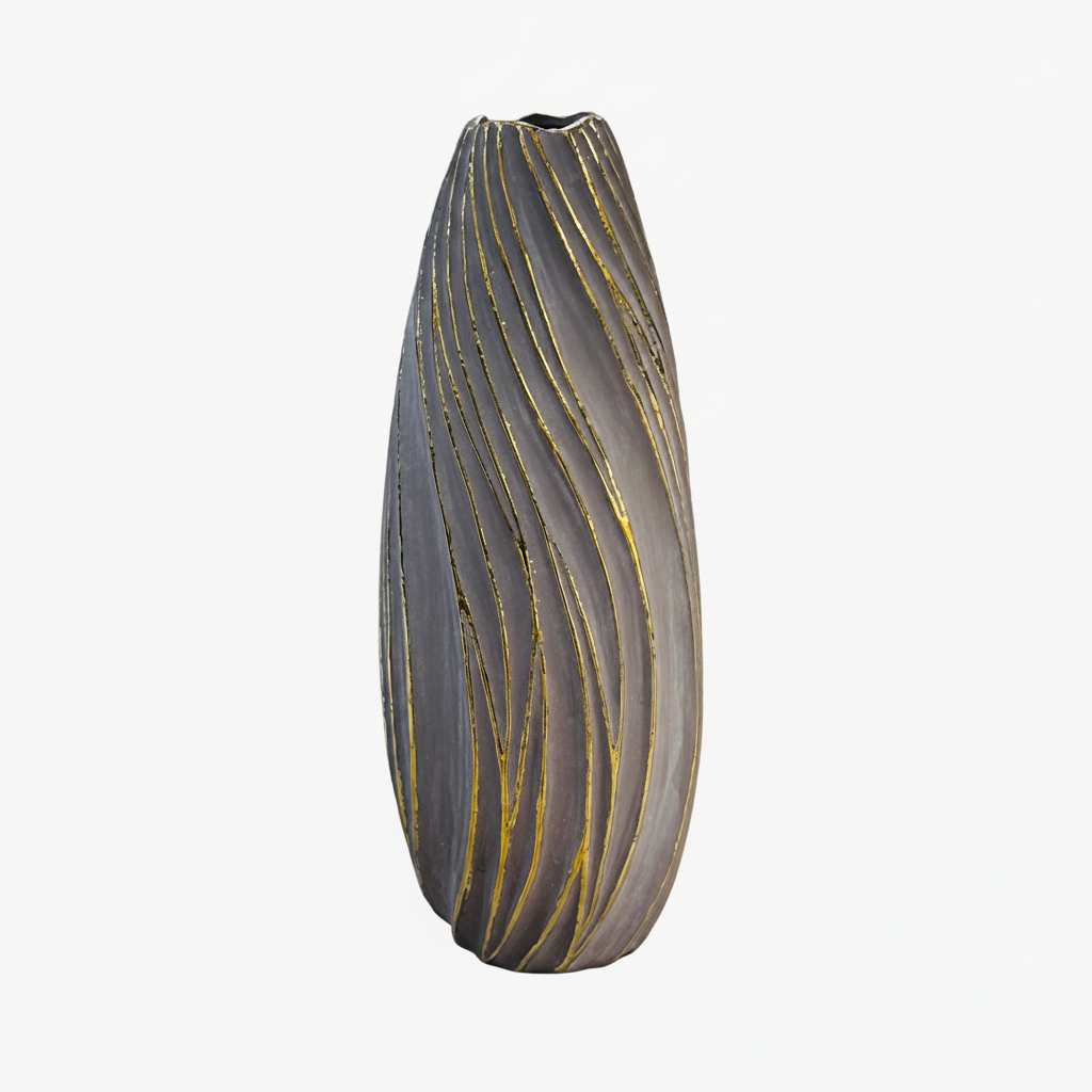 Elegant Swirl Textured Ceramic Vase