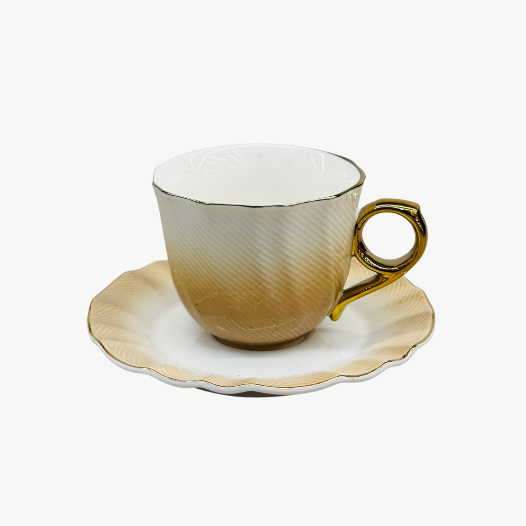 Vintage Orange Tone Cup with Saucer Set of 6