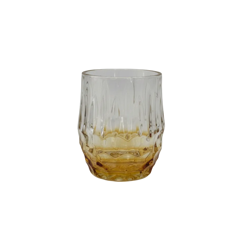 Amber Honeycomb Sculpted Glass Set Set of 6