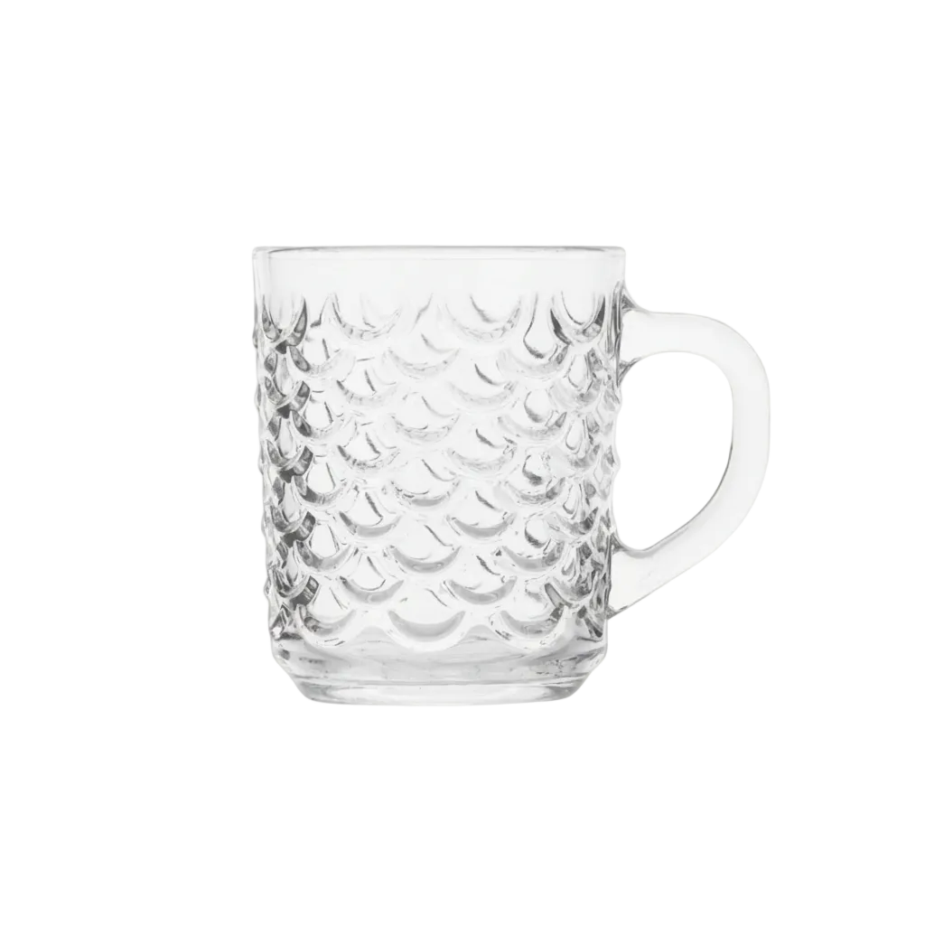 Geometric Textured Glass Mug Set of 6