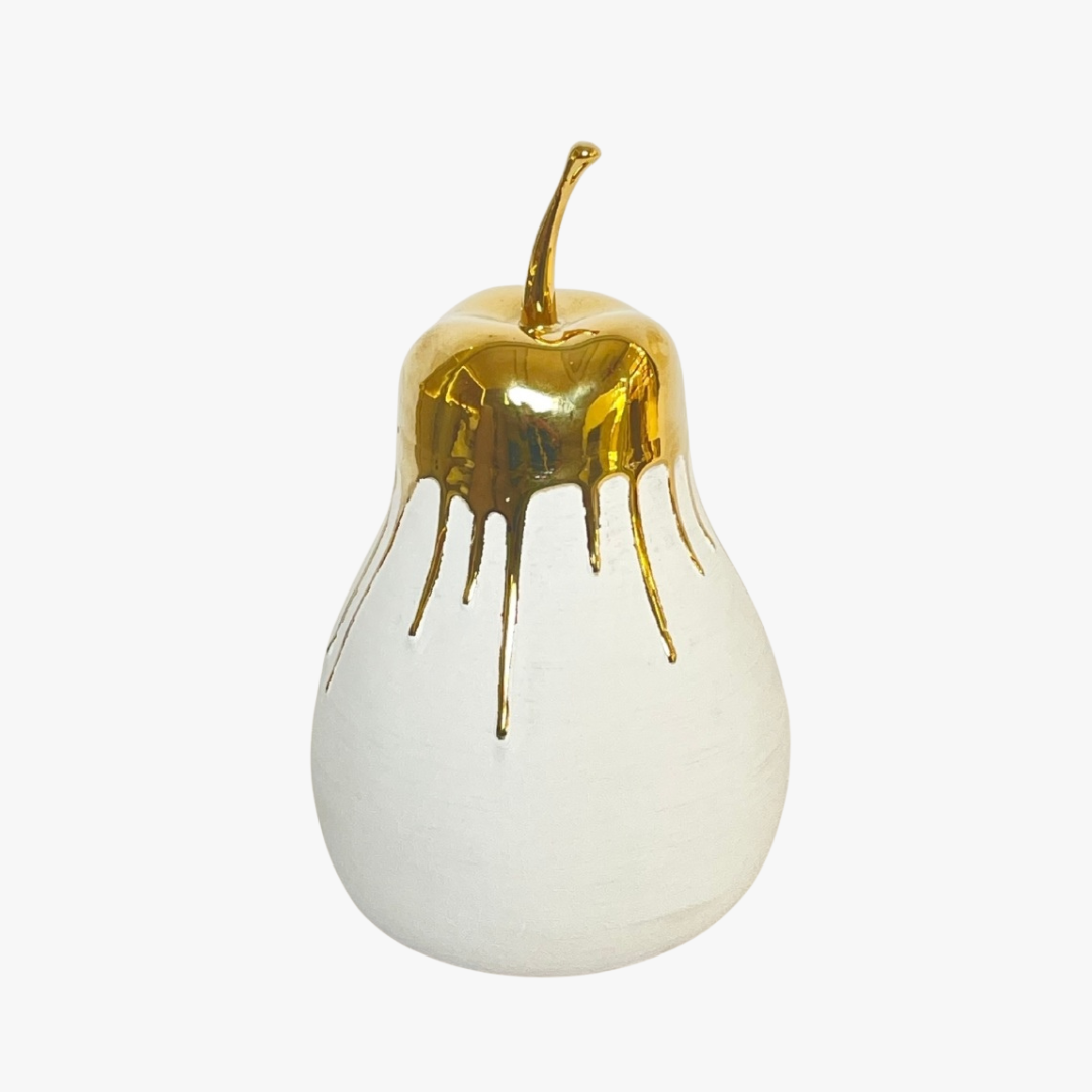Modern Metallic Drip Pear Figurine