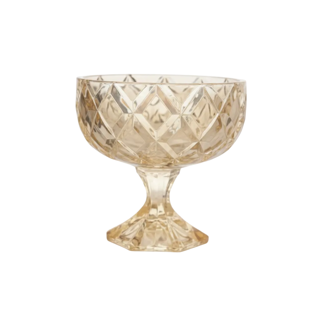 Modern Amber Cut Glass Bowl