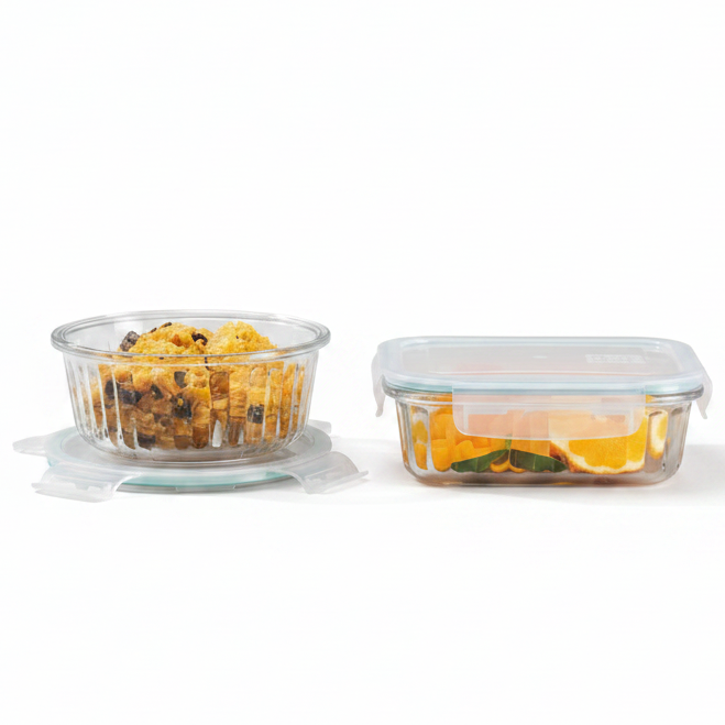 Elegant Glass Food Storage Container 2 Piece Set