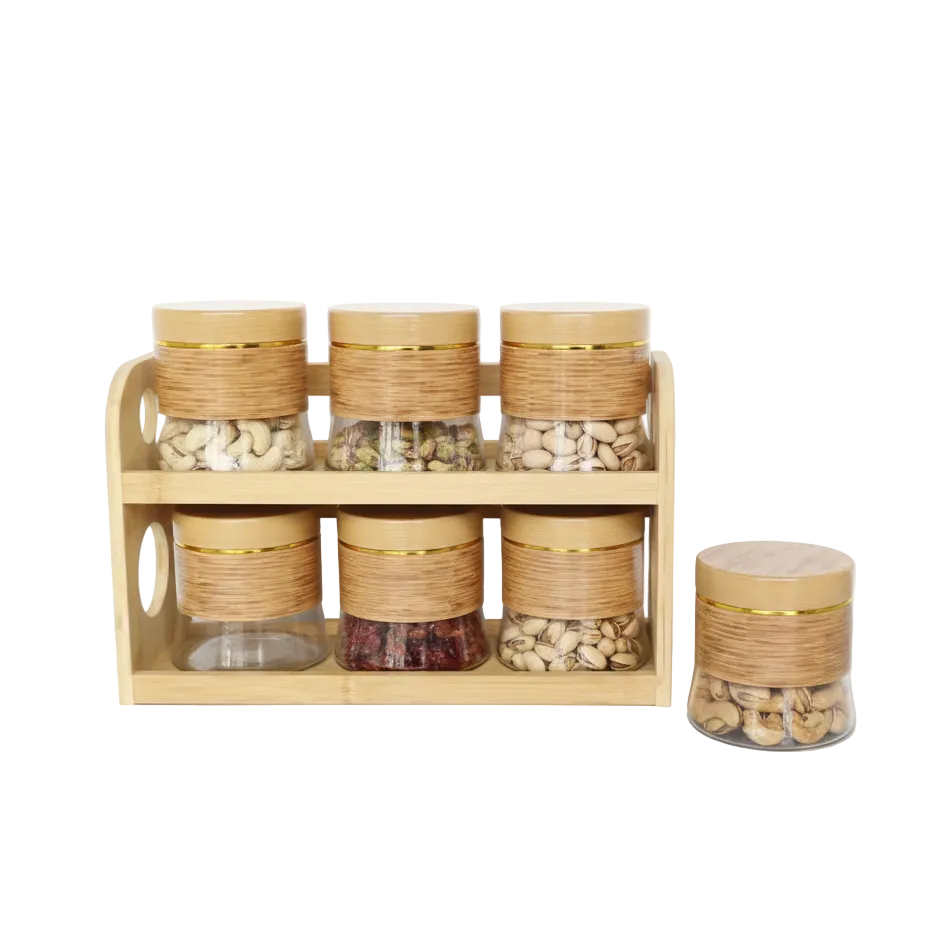 2-Tier Bamboo Storage Jar with Rack