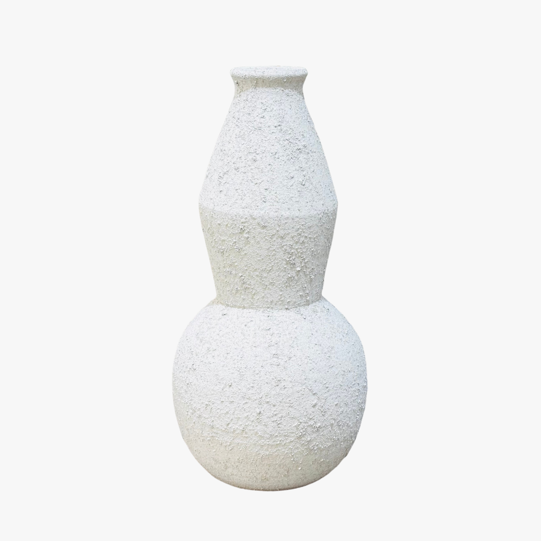 Off-White Textured Gourd Vase