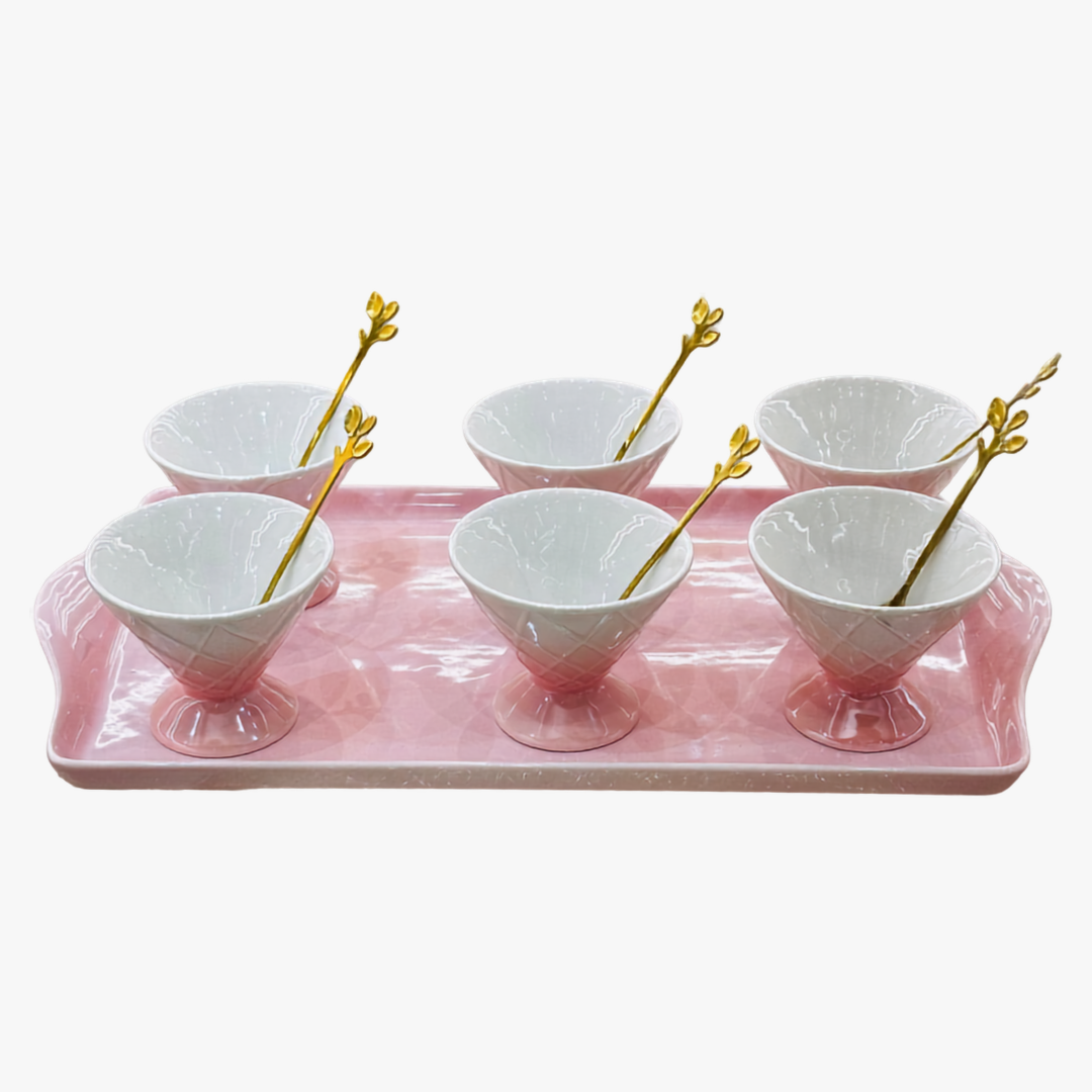 Elegant Duo Tone Dessert Serving Set 13 Piece
