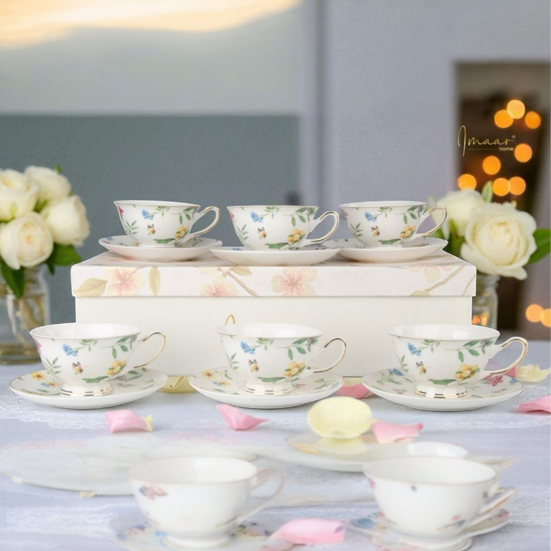 Charming Floral Gift Tea Cup Set- Set of 12