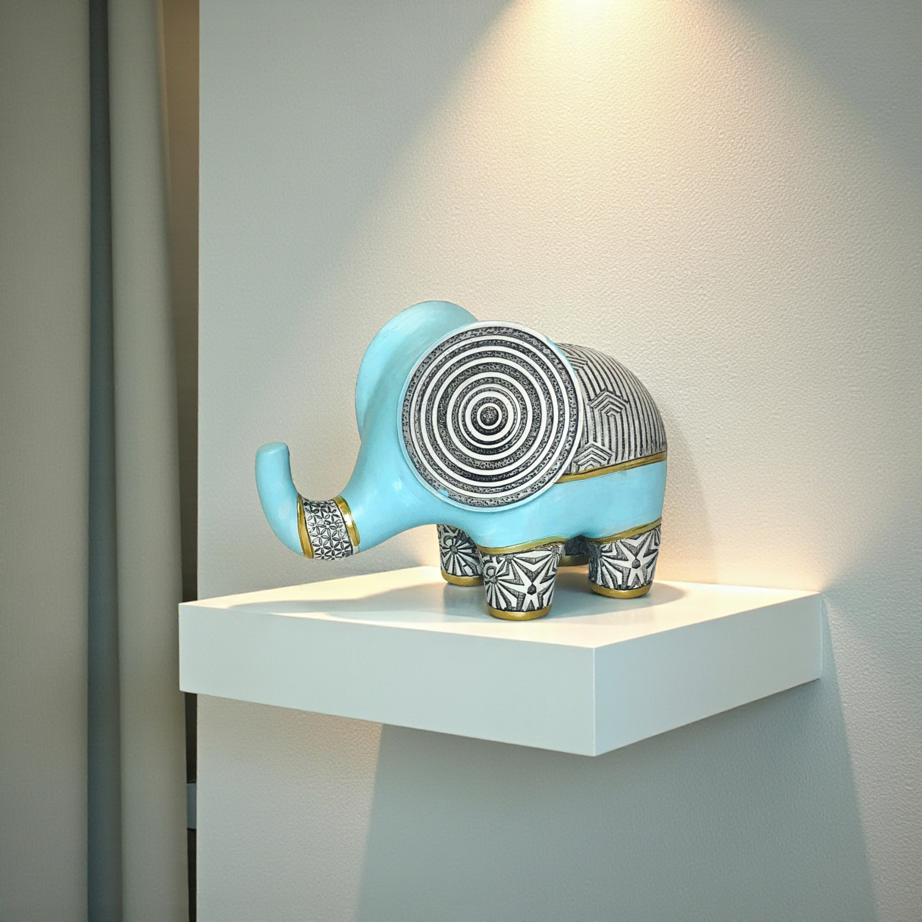 Elegant Blue & Grey Elephant Figurine Modern Decorative Sculpture