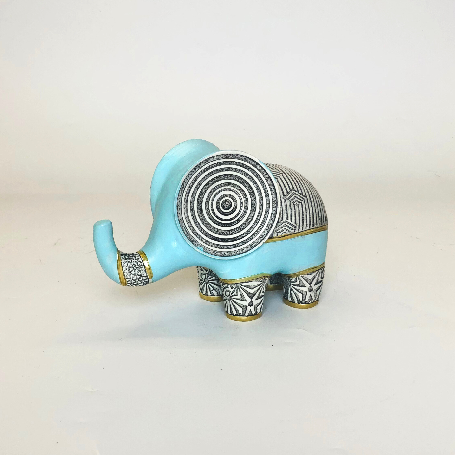 Elegant Blue & Grey Elephant Figurine Modern Decorative Sculpture
