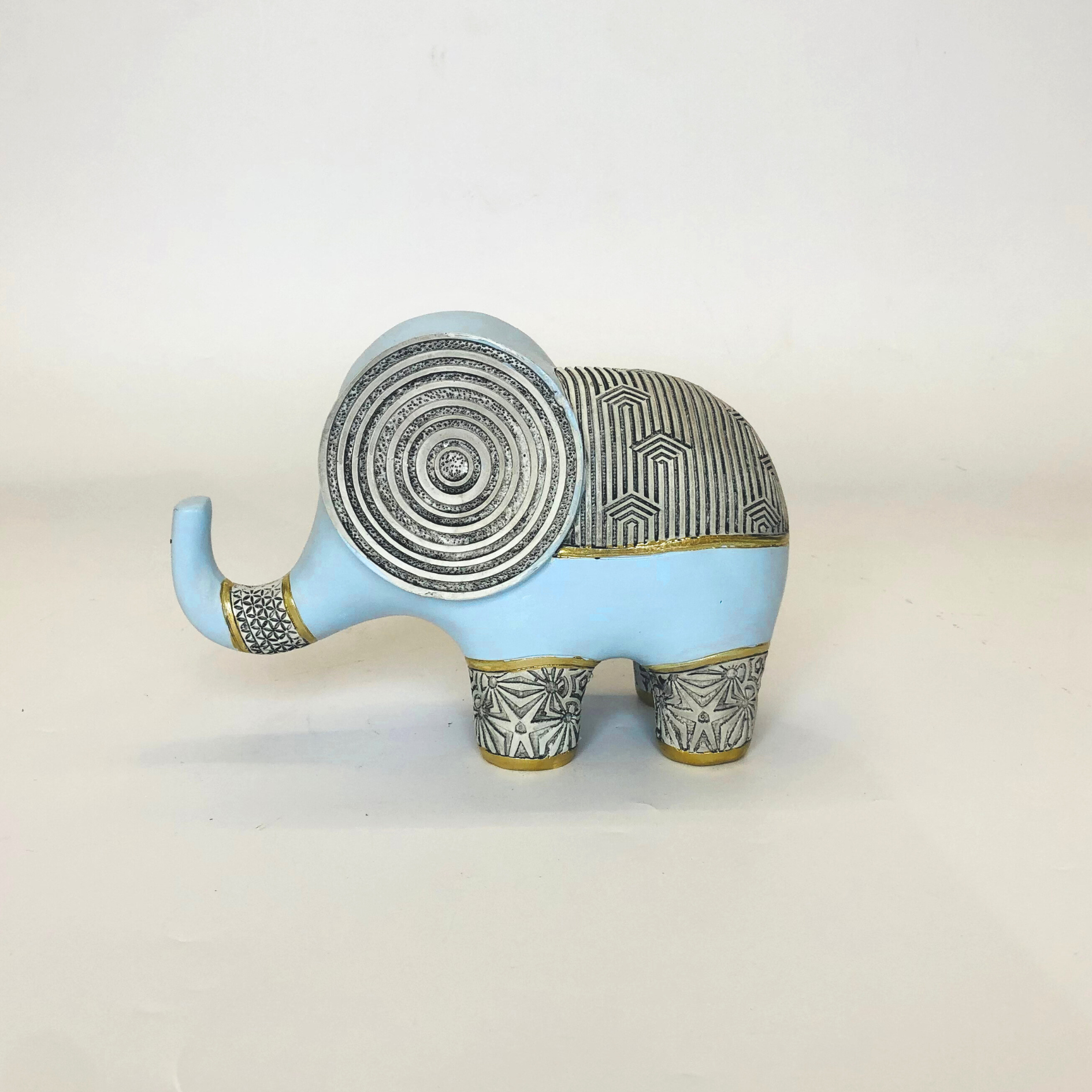 Elegant Blue & Grey Elephant Figurine Modern Decorative Sculpture
