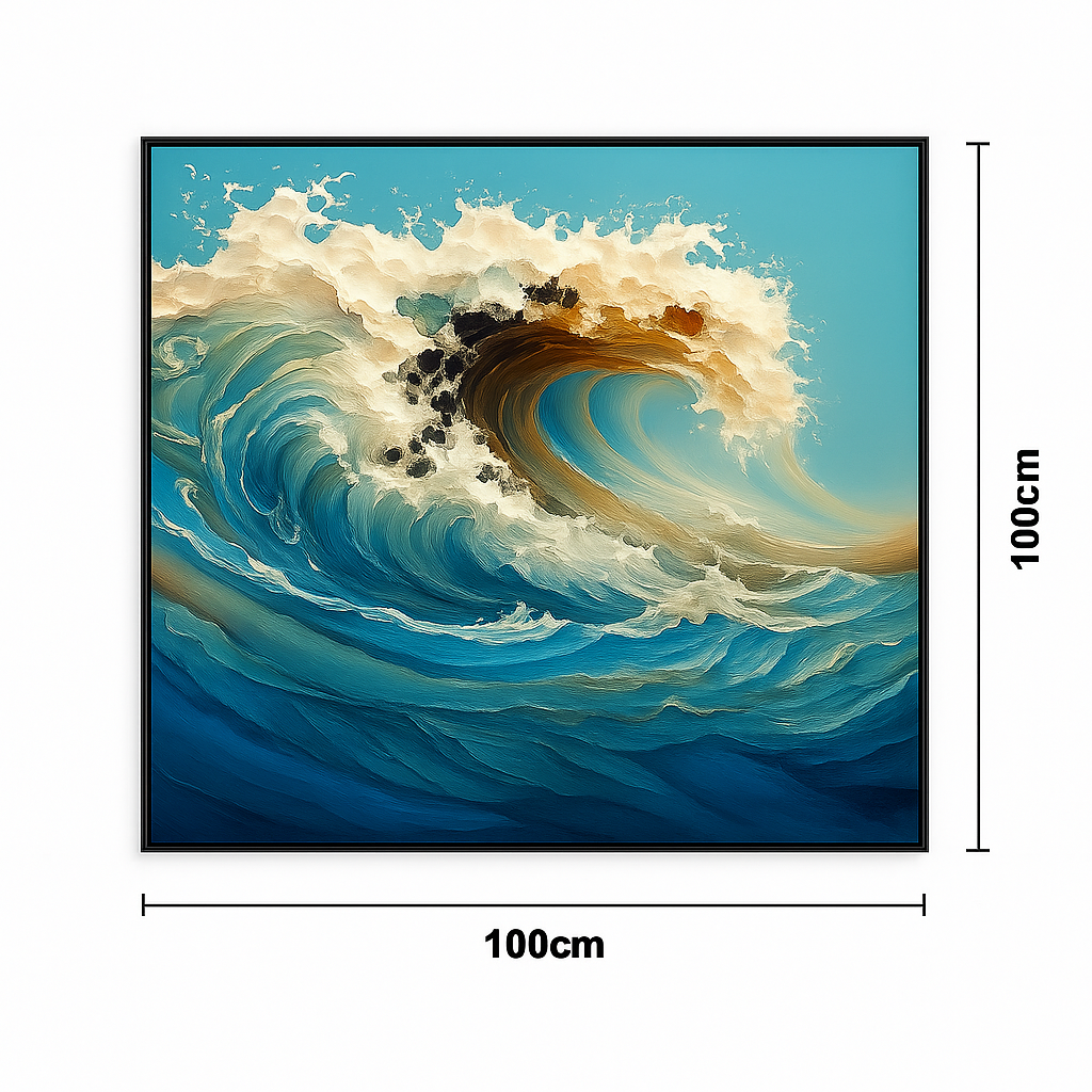 Blue Horizon Wave – Modern Seascape Luxury Wall Art