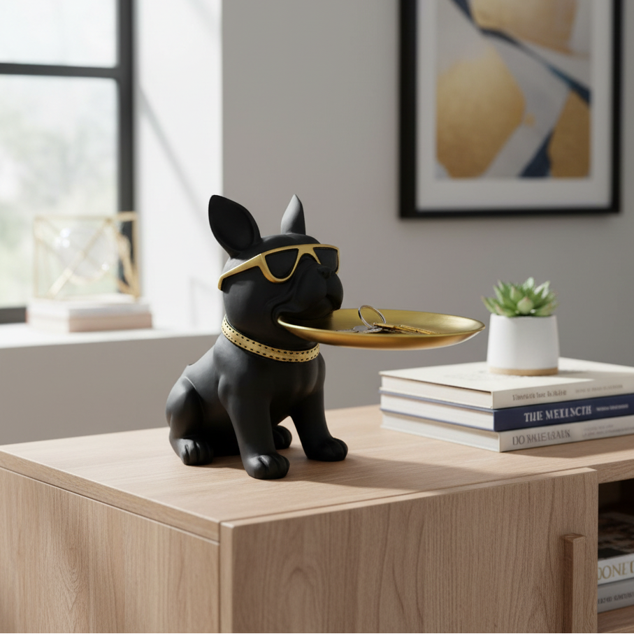 Elegant French Bulldog Decorative Valet Tray