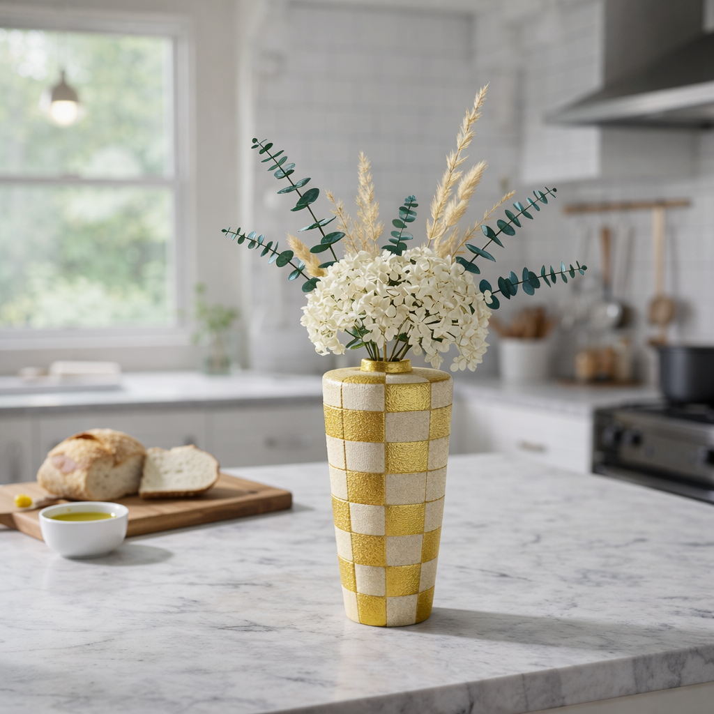 Aurelia Checkered Artisan Vase