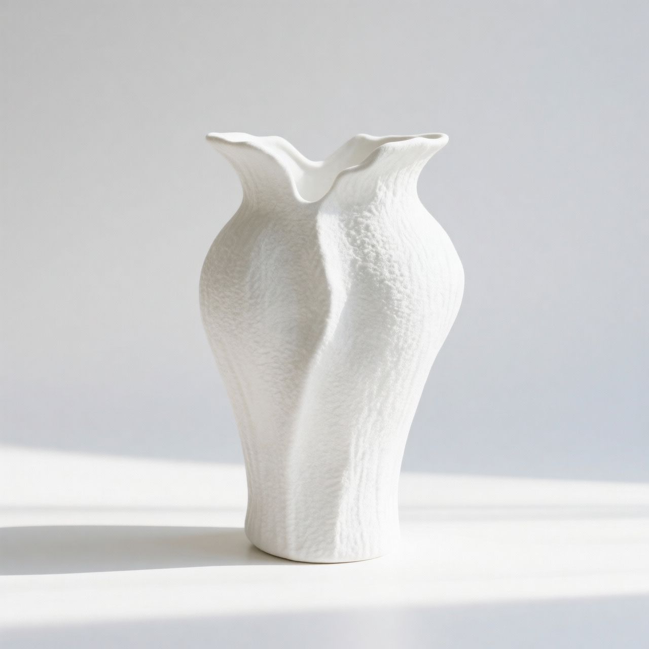 Modern Textured White Lily Vase