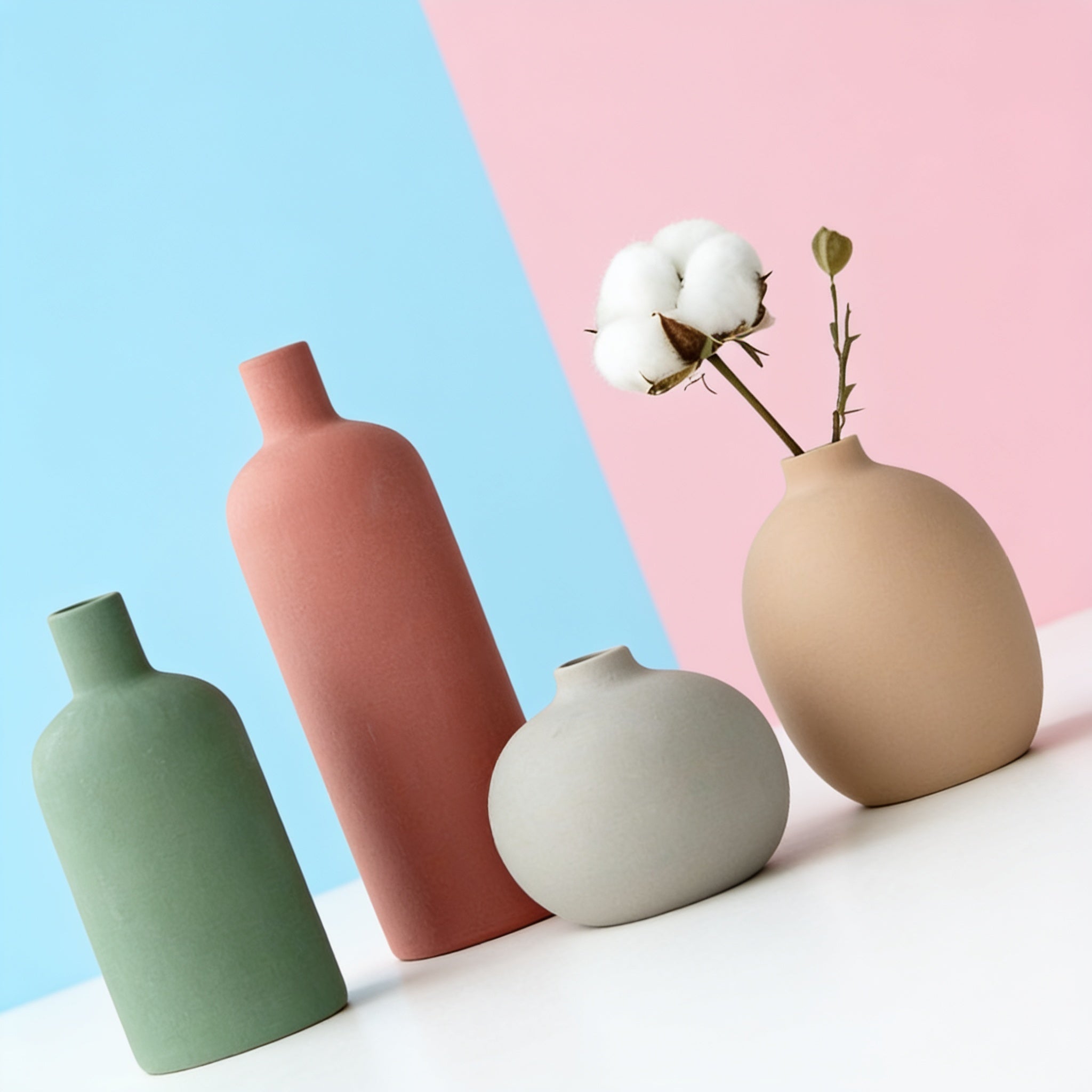 Elegant Matte Earth Tone Vase Set of 4
