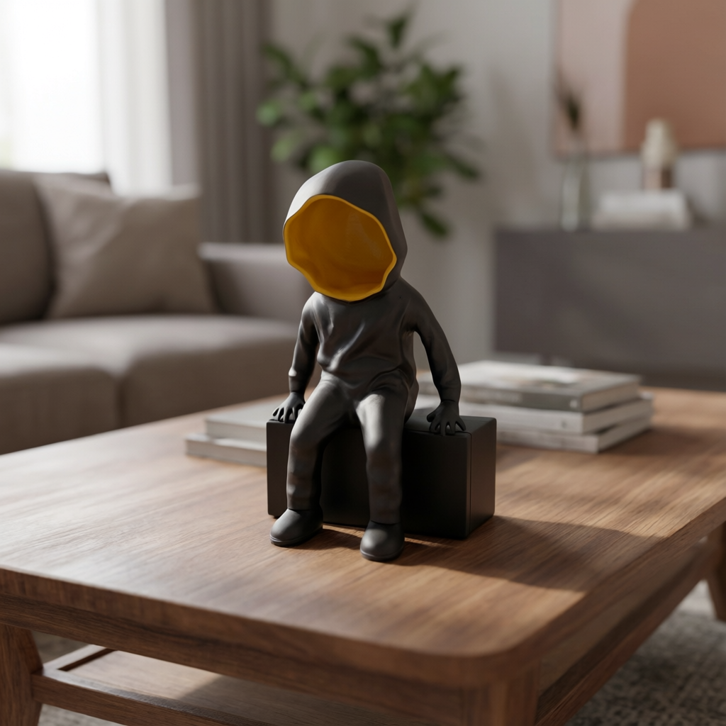 Minimalist Silent Watcher Hooded Man Statue