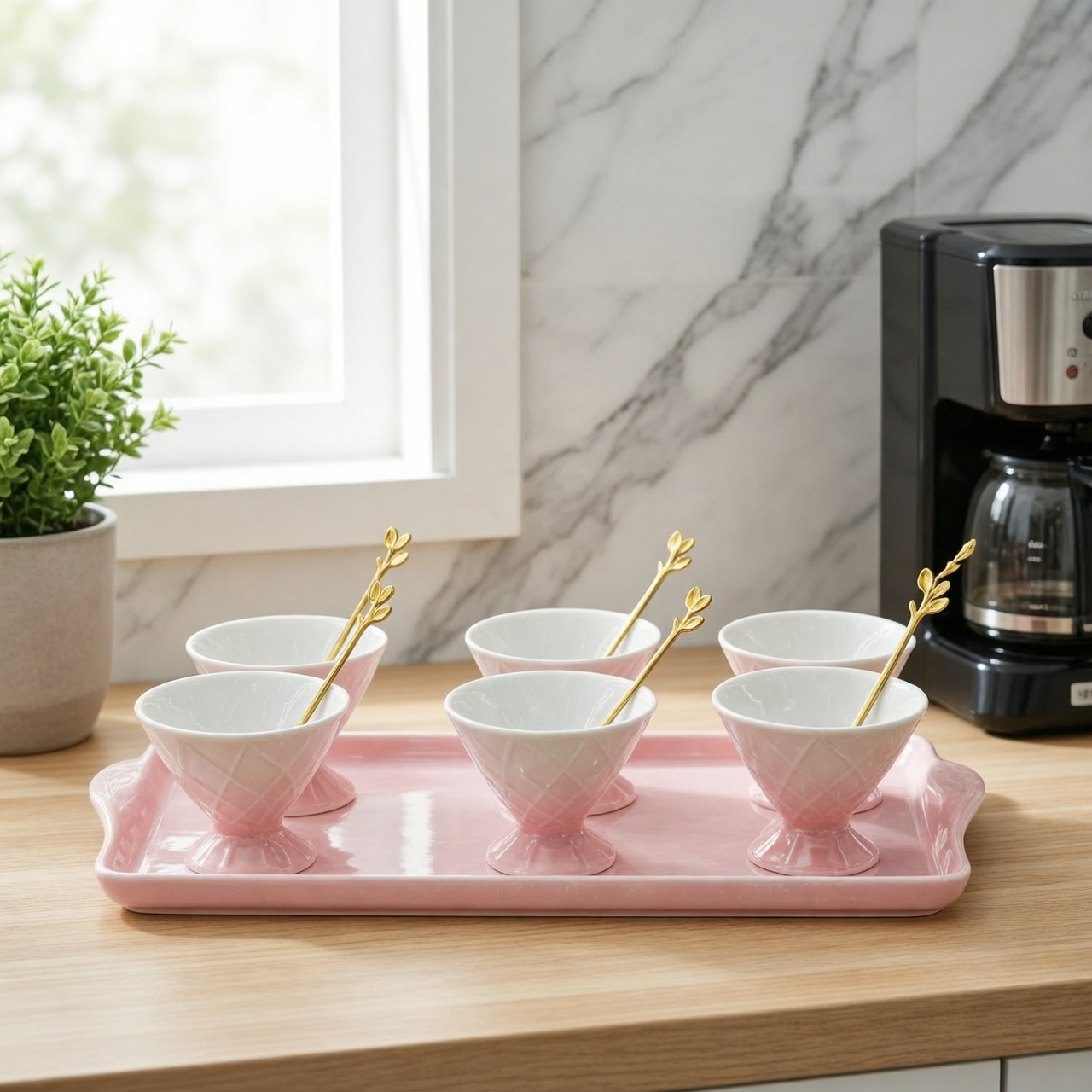 Elegant Duo Tone Dessert Serving Set 13 Piece