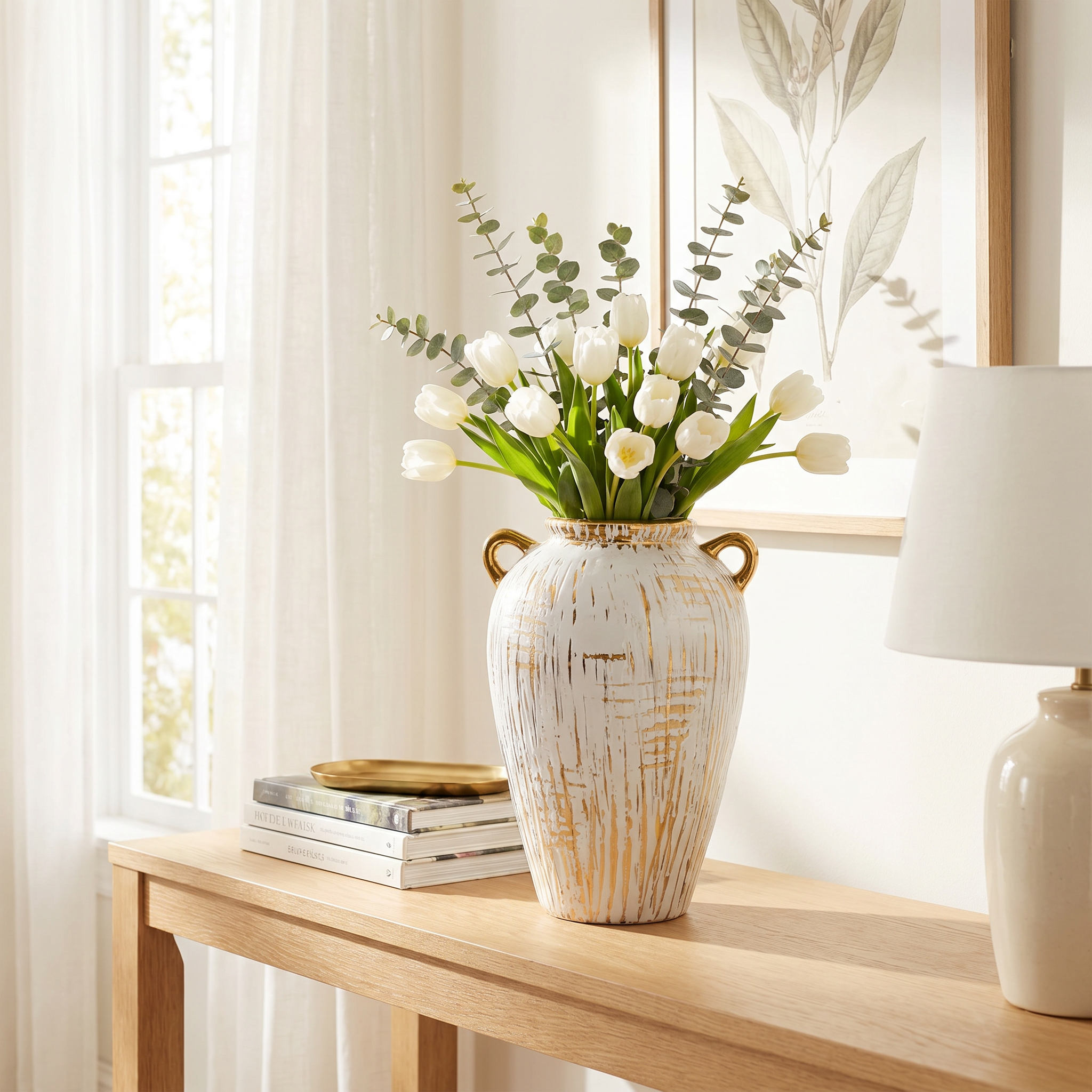 Imperial Gold Accented Textured Urn Vase