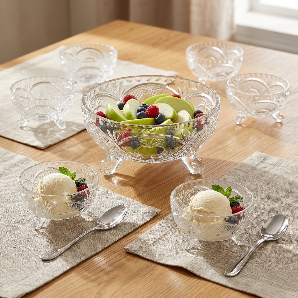Modern Green Apple Glass Serving Bowl Set of 7