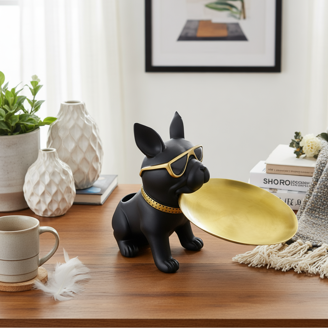 Elegant French Bulldog Decorative Valet Tray