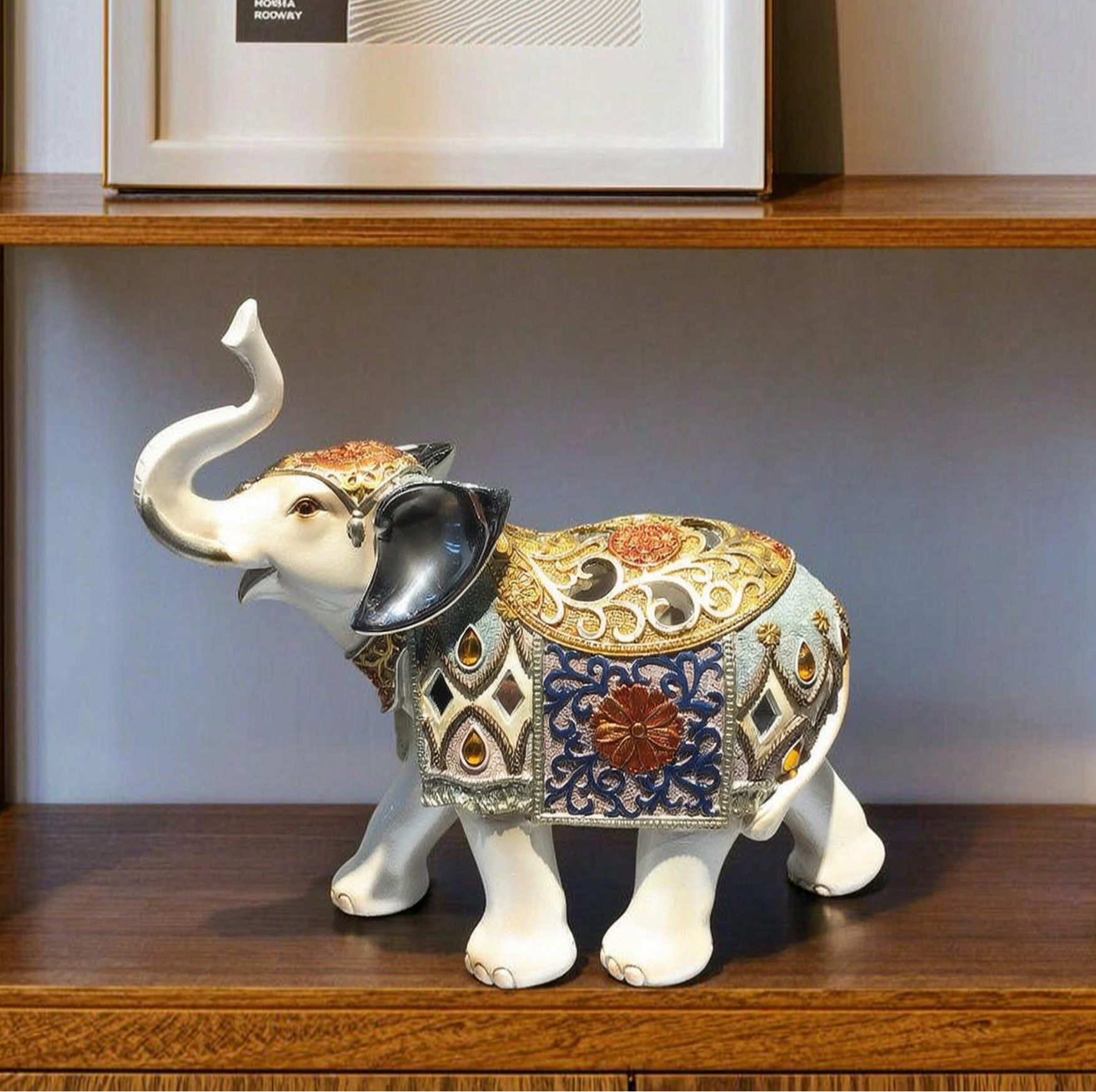 Ornate White & Gold Royal Elephant Figurine