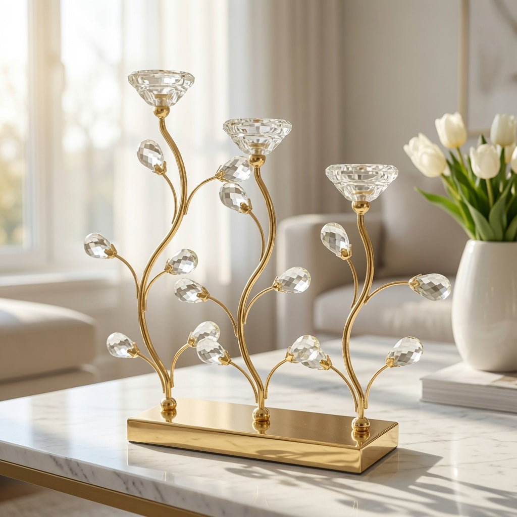 Imperial Vine Crystal Glass Candle Holder