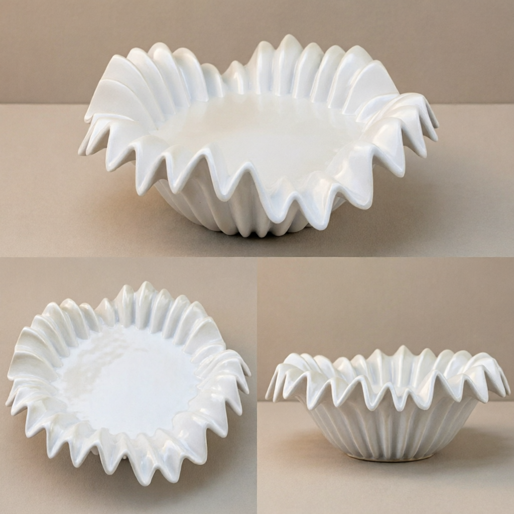 Modern White Pleated Wave Centerpiece