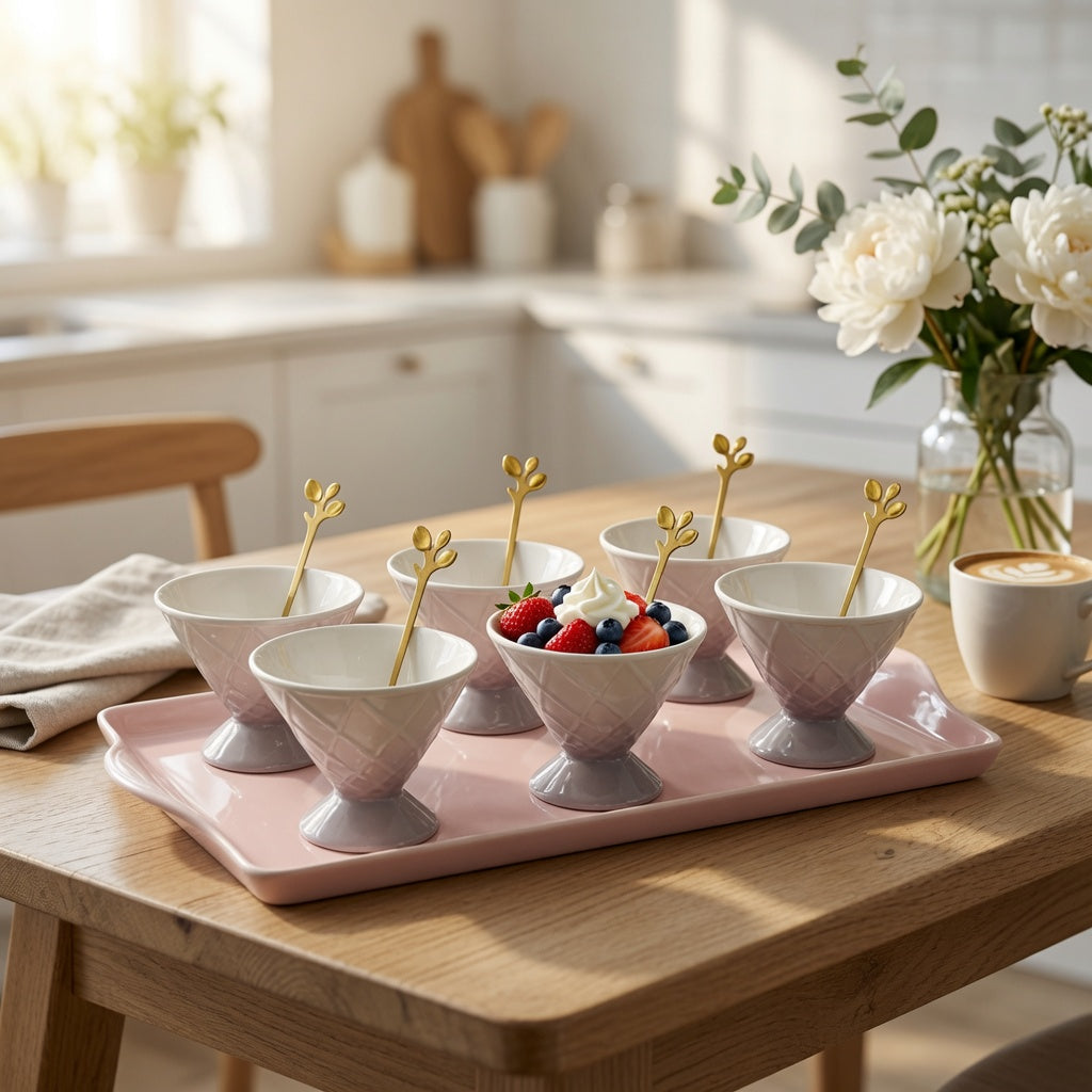 Elegant Duo Tone Dessert Serving Set 13 Piece