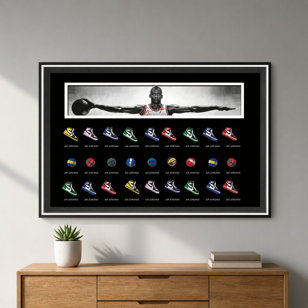 Vintage Basketball Legend & Sneaker Collection Wall Decor