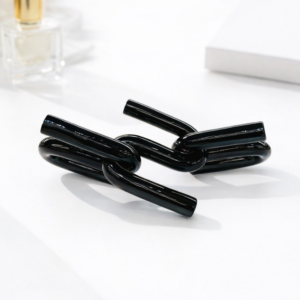 Modern Black Abstract Knot Sculpture