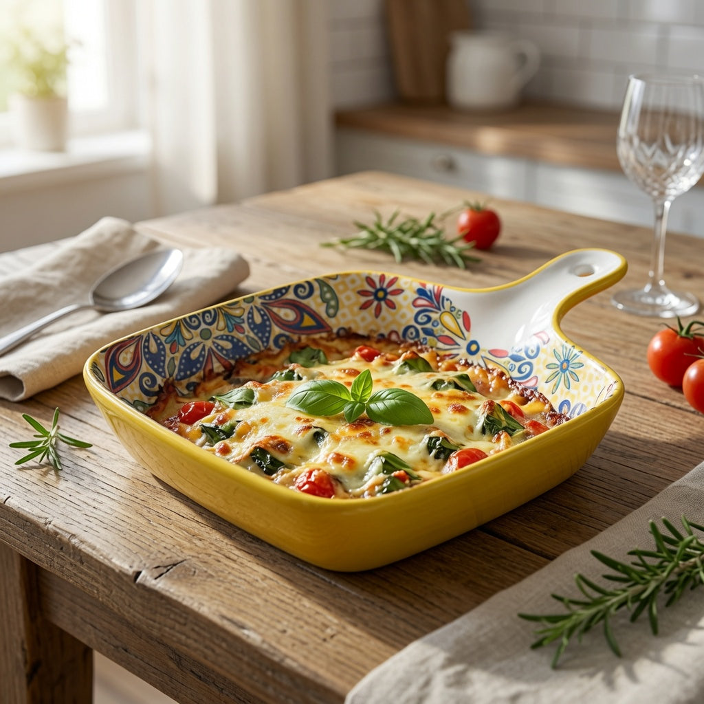 Modern Yellow Serving Tray with Handle 9 Inch