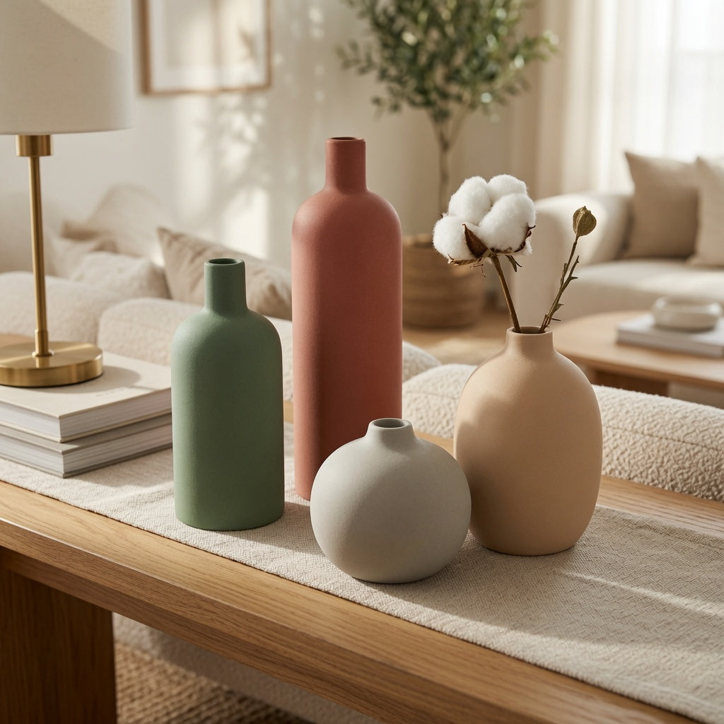 Elegant Matte Earth Tone Vase Set of 4