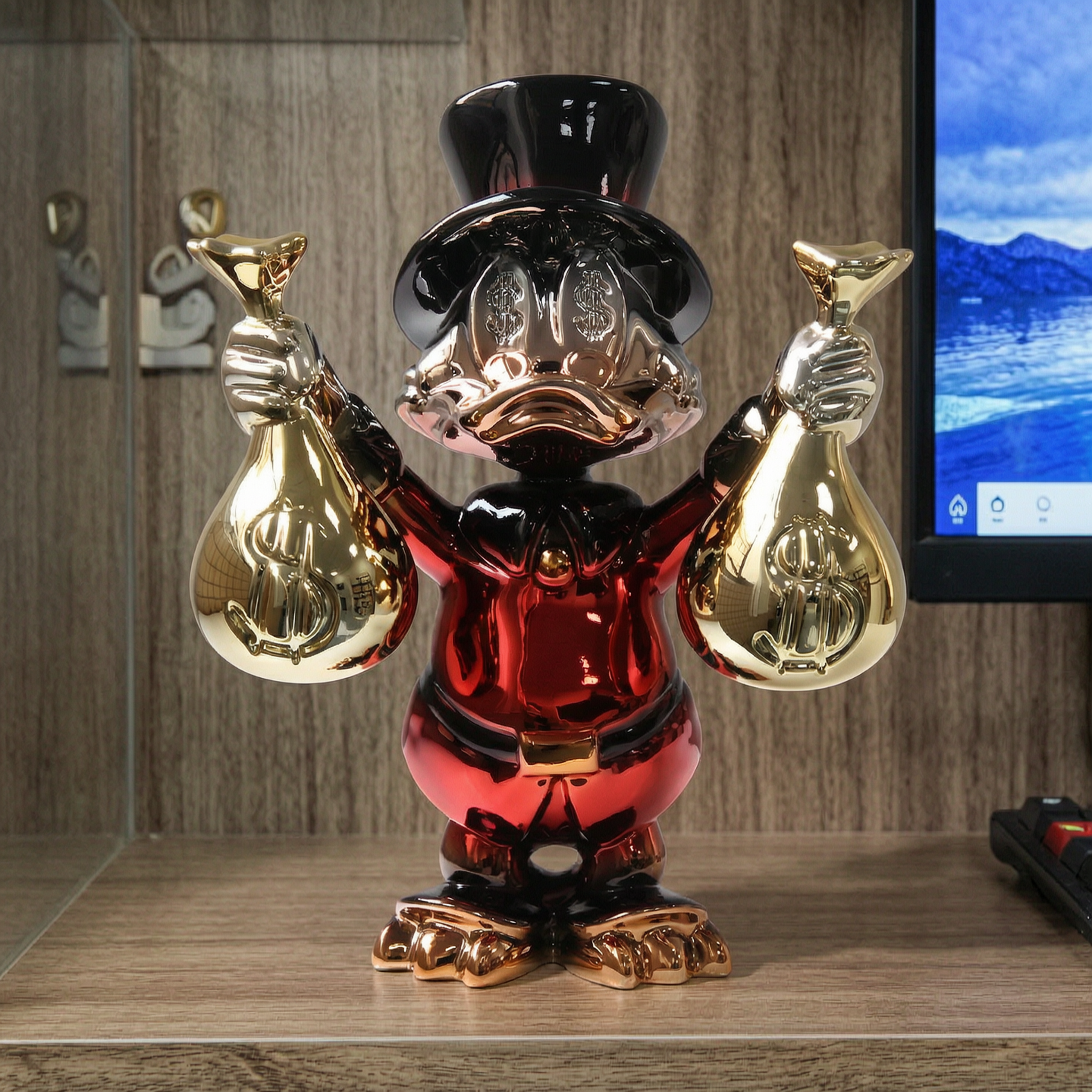 Elegant Fortune Duck Sculpture