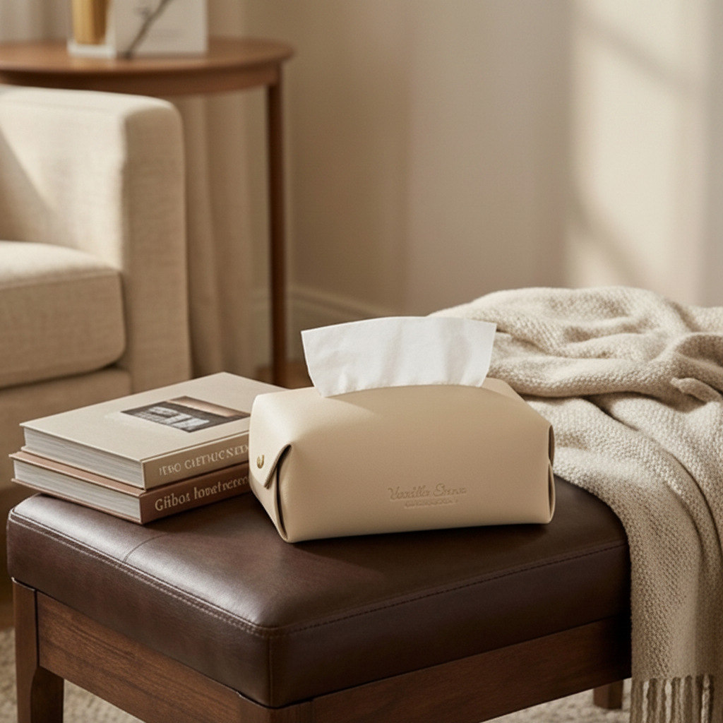 Elegant Leather Tissue Box Cover
