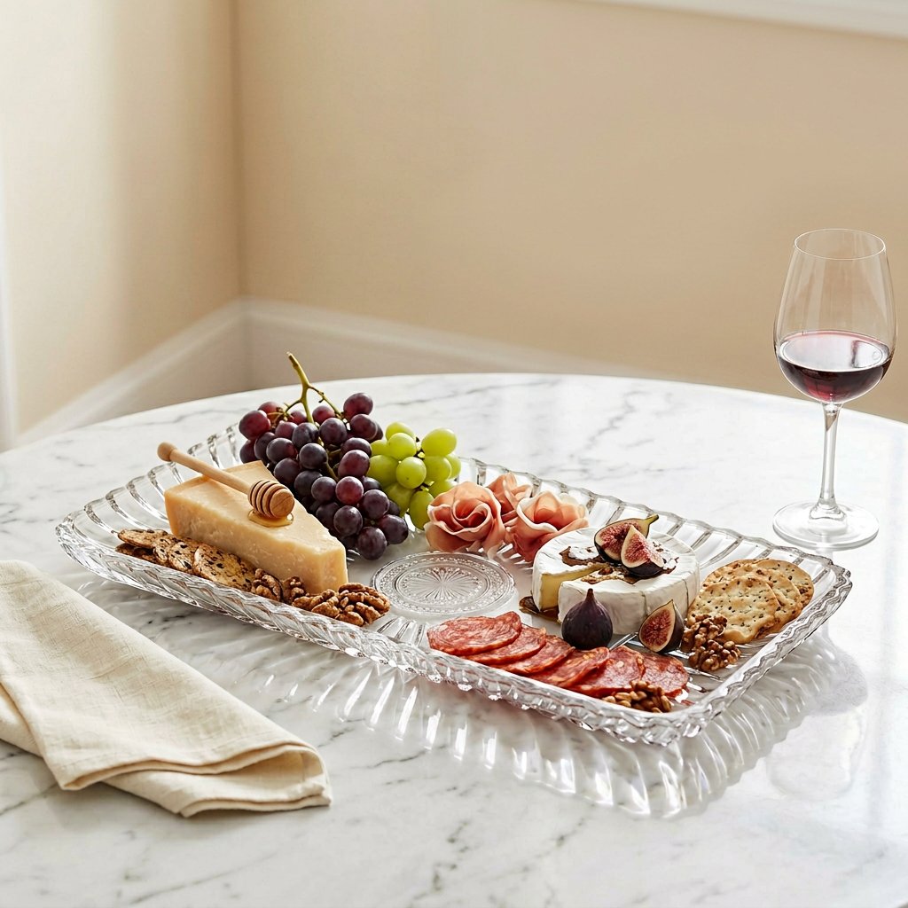 Elegant Rectangular Glass Serving Tray 14 Inch