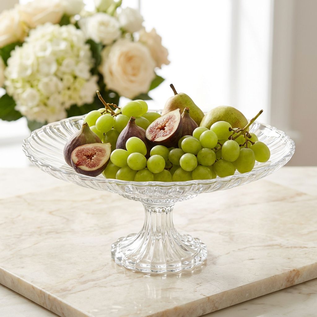Luxury 13-Inch Crystal-Cut Pedestal Bowl 13 Inch