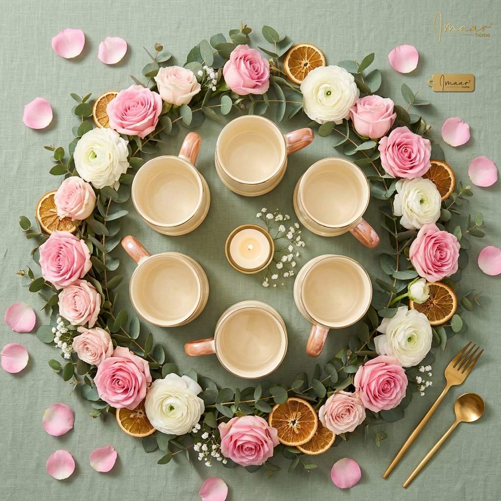Glossy Pearl Finish Ceramic Tea Set with Tray