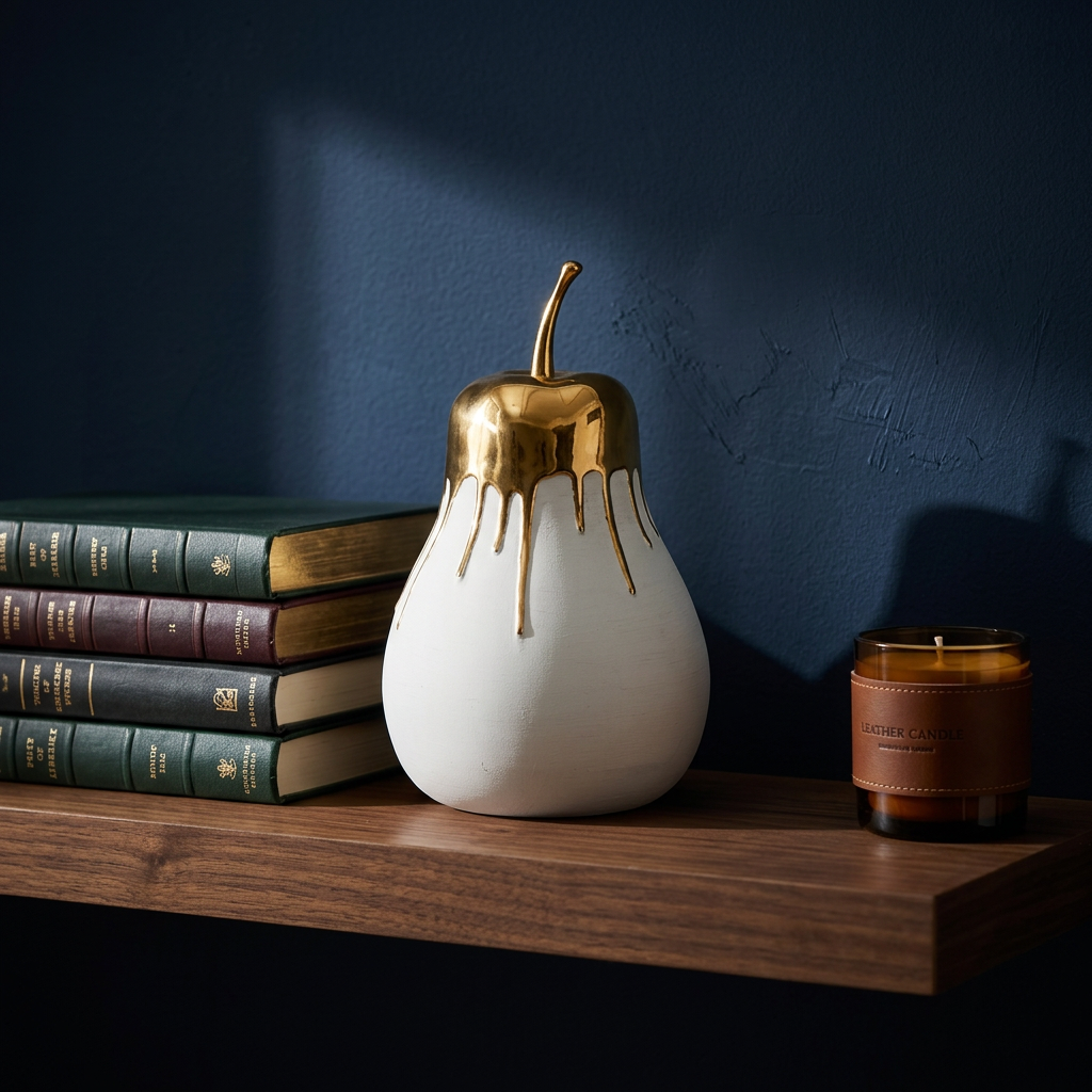 Modern Metallic Drip Pear Figurine