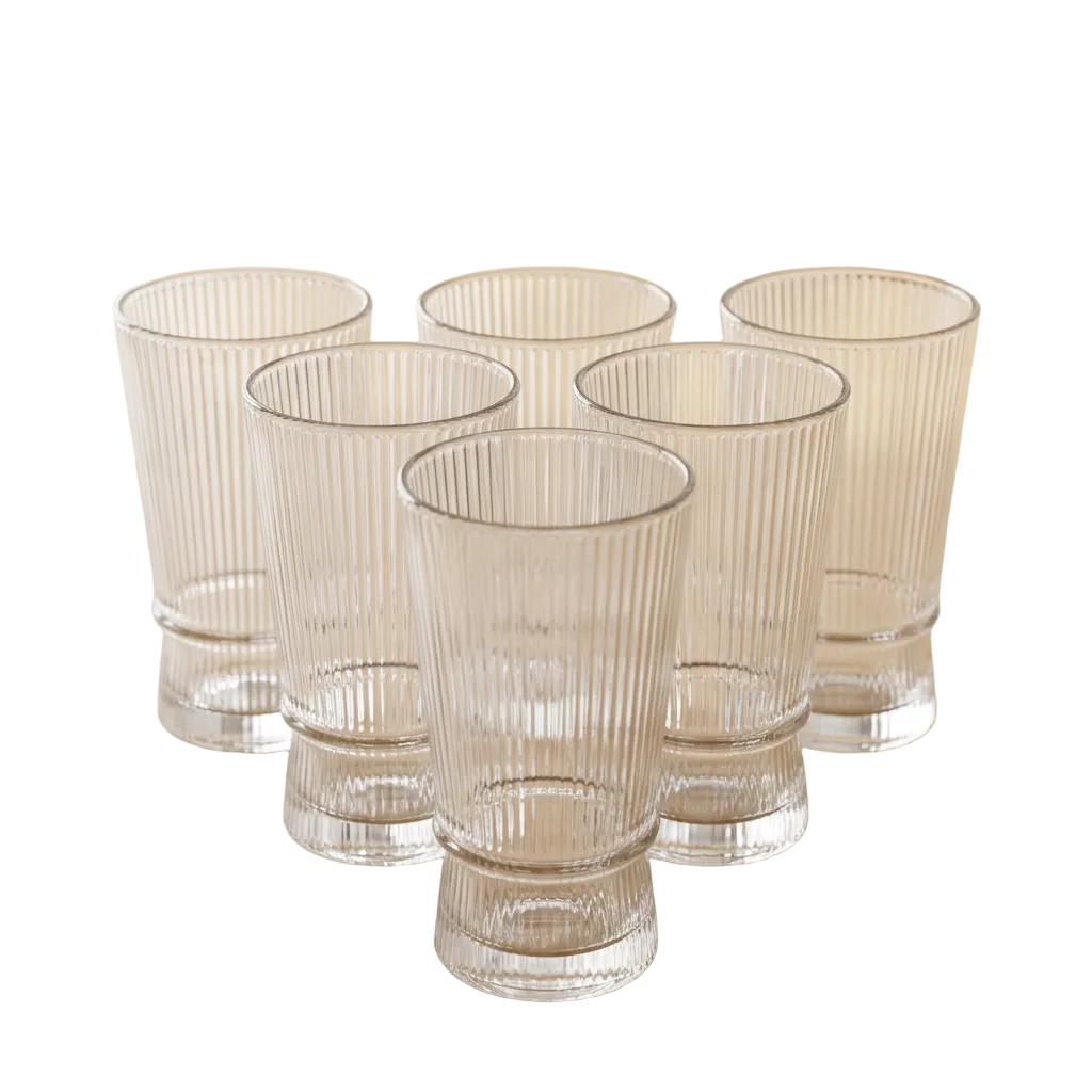 Artisan Ribbed Crystal Tumblers Set of 6