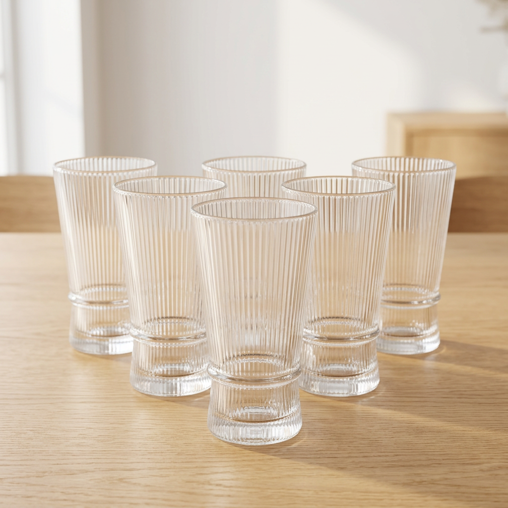 Artisan Ribbed Crystal Tumblers Set of 6