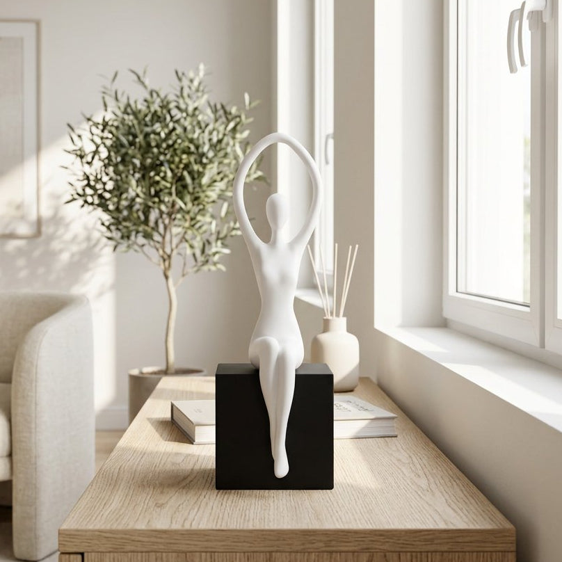 Elegant Praise Abstract Seated Figure Sculpture