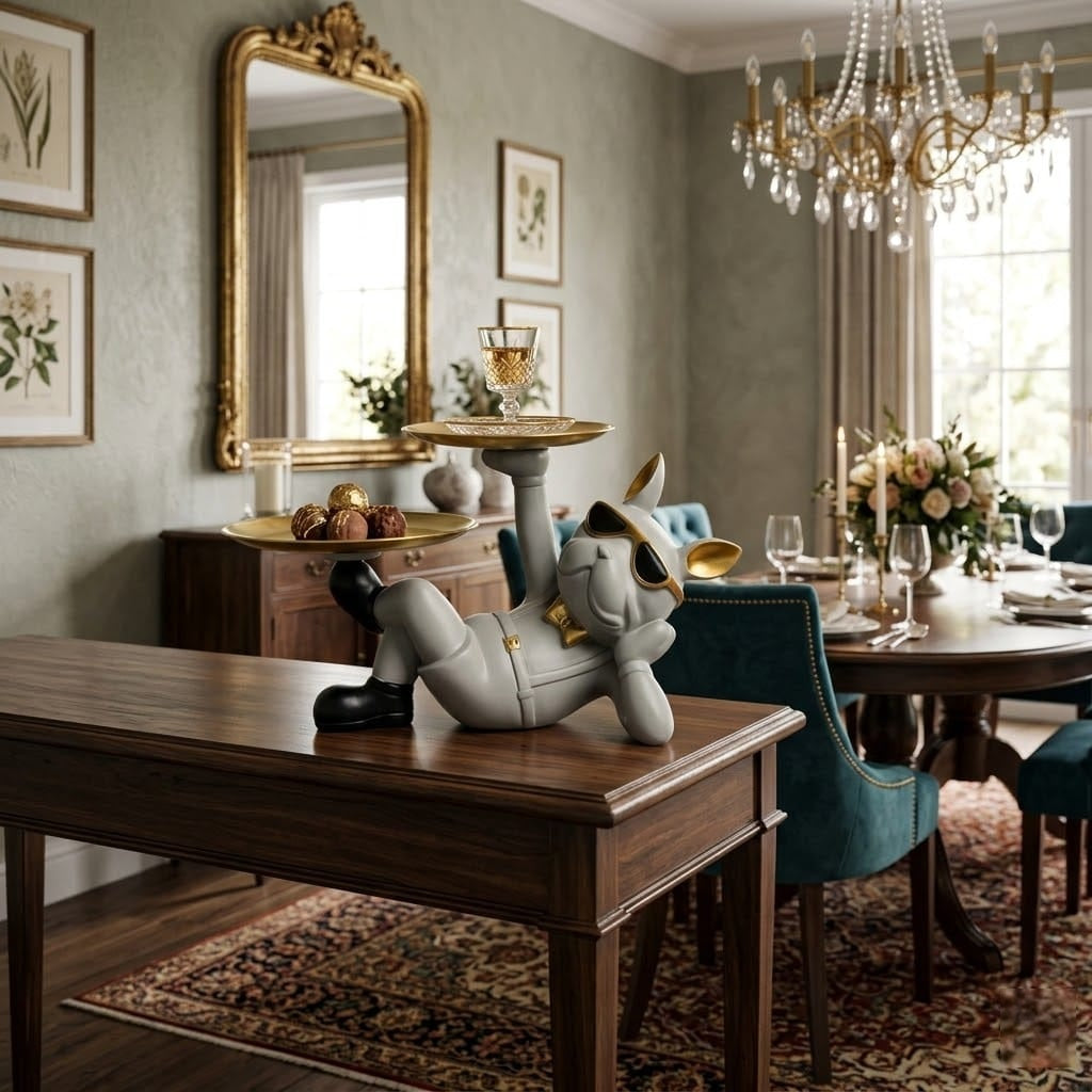 Luxury Bulldog Tray Showpiece