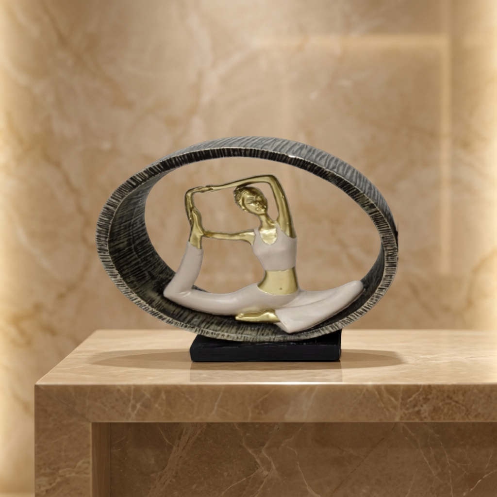 Elegant Yoga Pose Oval Frame Sculpture