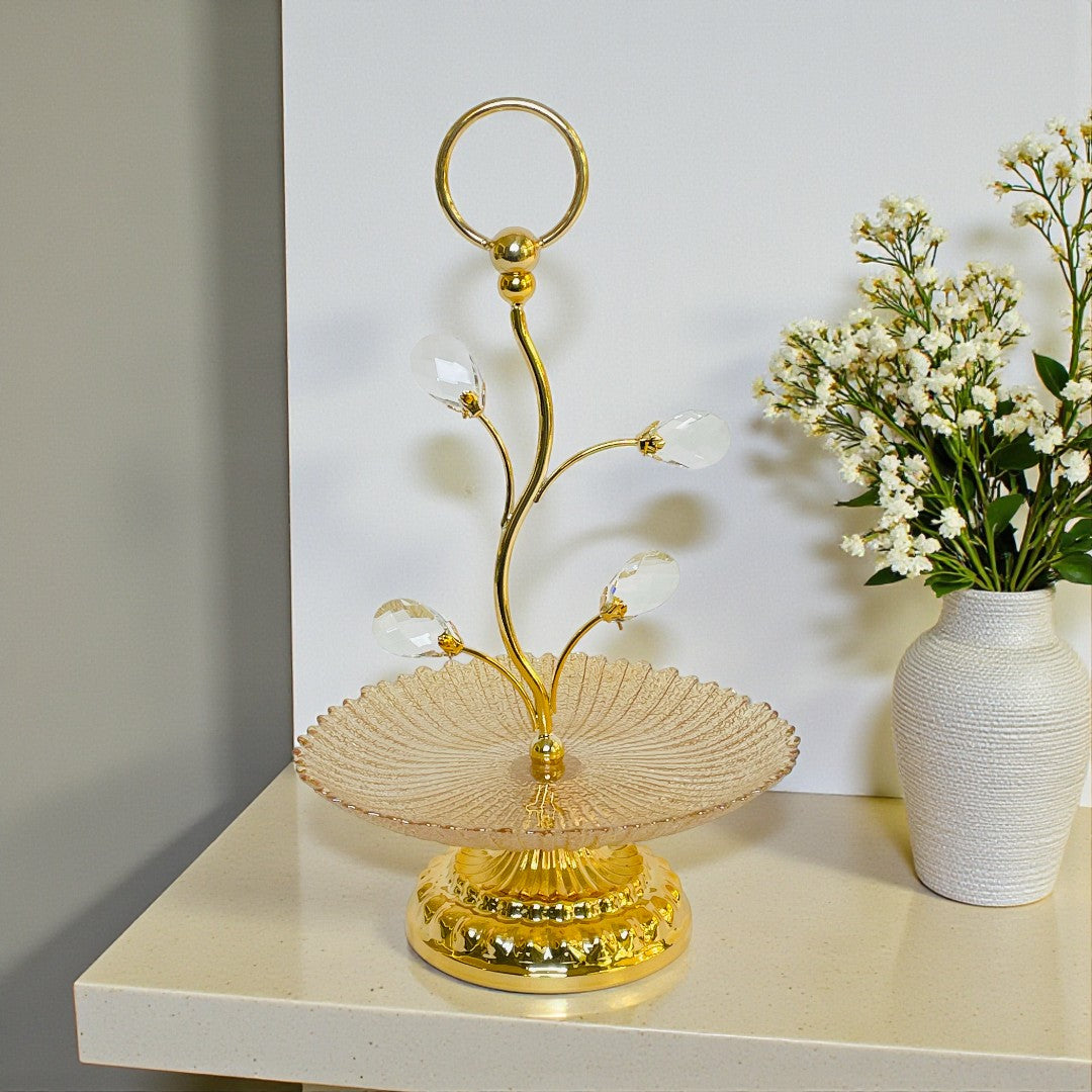 Royal Glass Tray With Crystal Beads