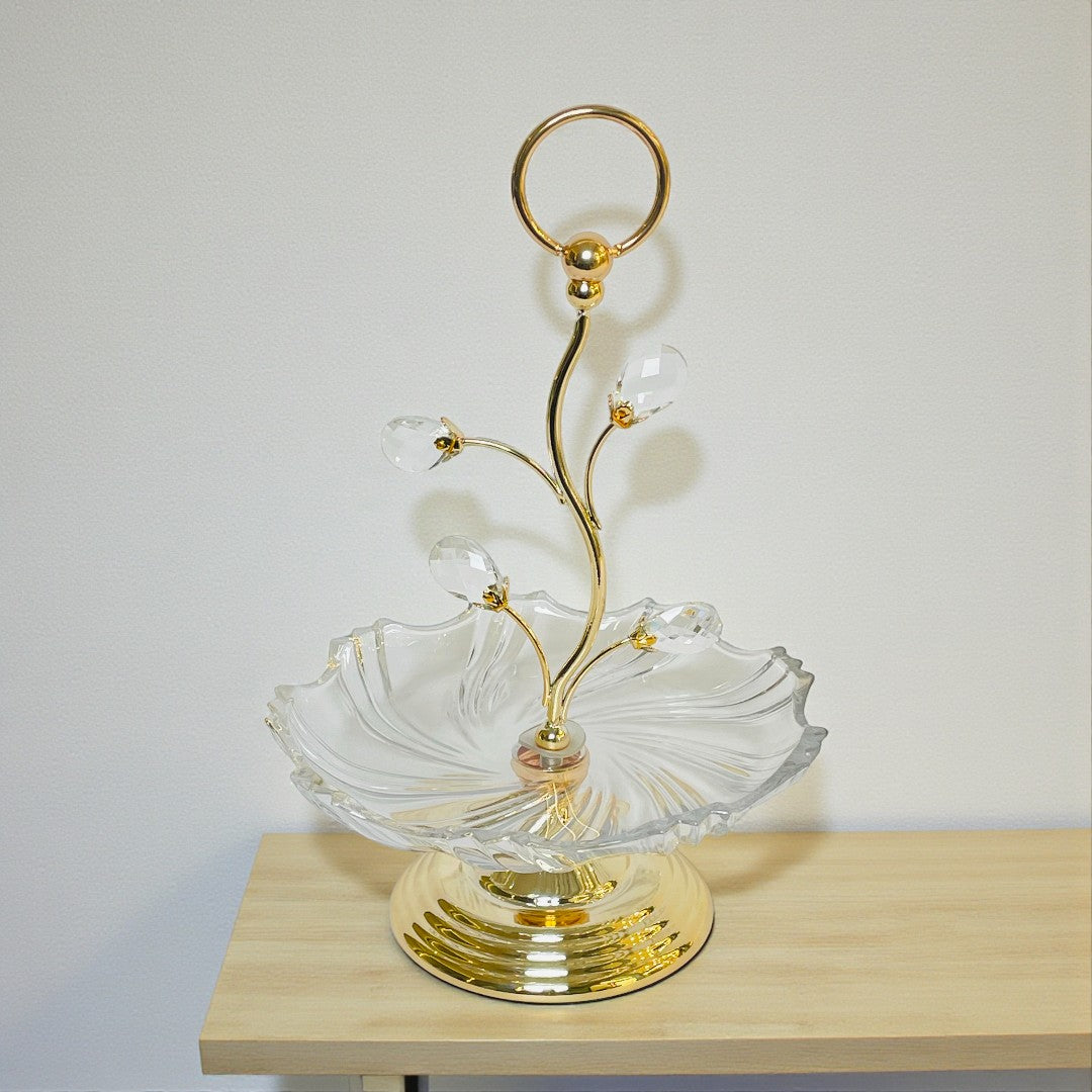 Elegant Glass Tray With Crystal Beads