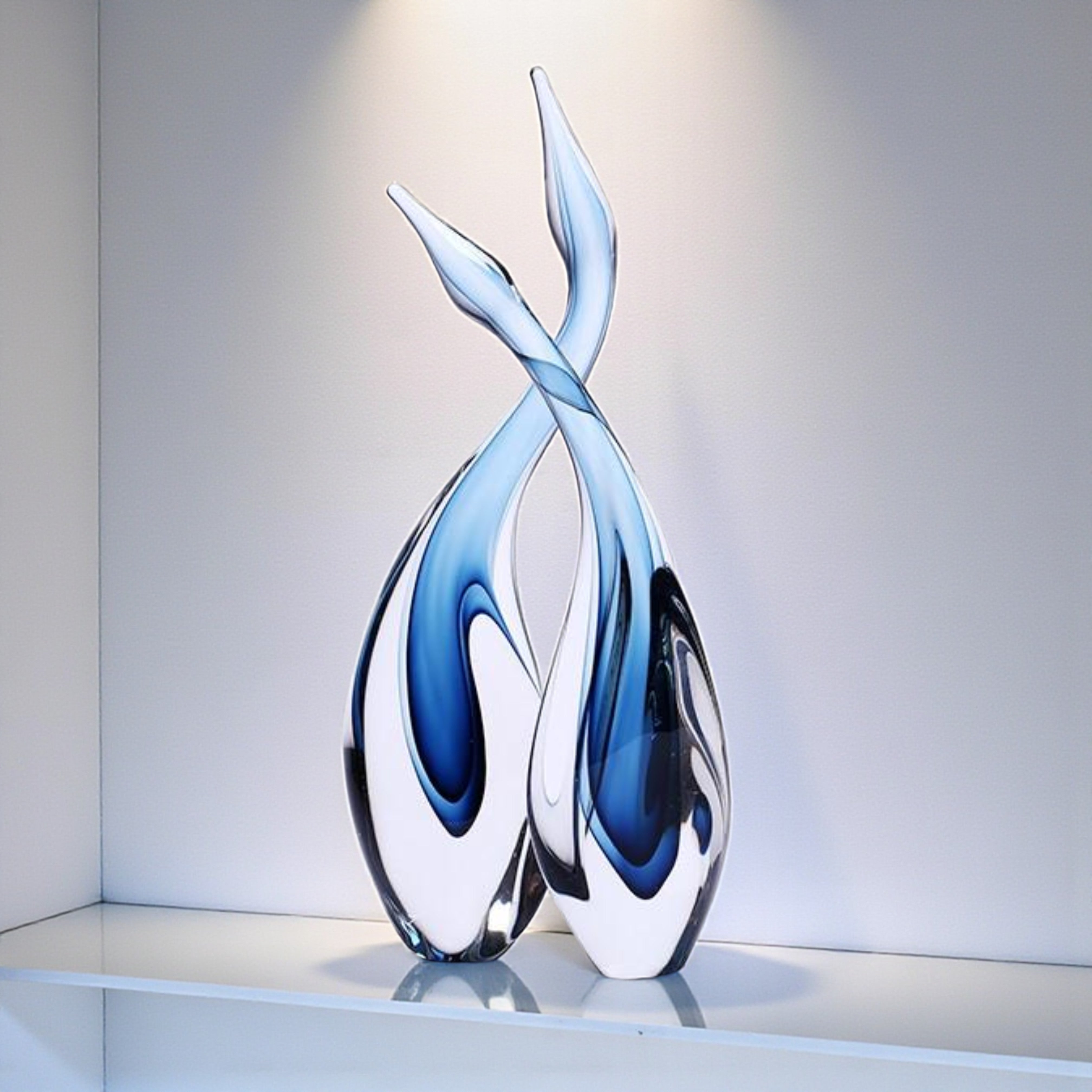 Twin Waves Glass Sculpture – Modern Art Accent